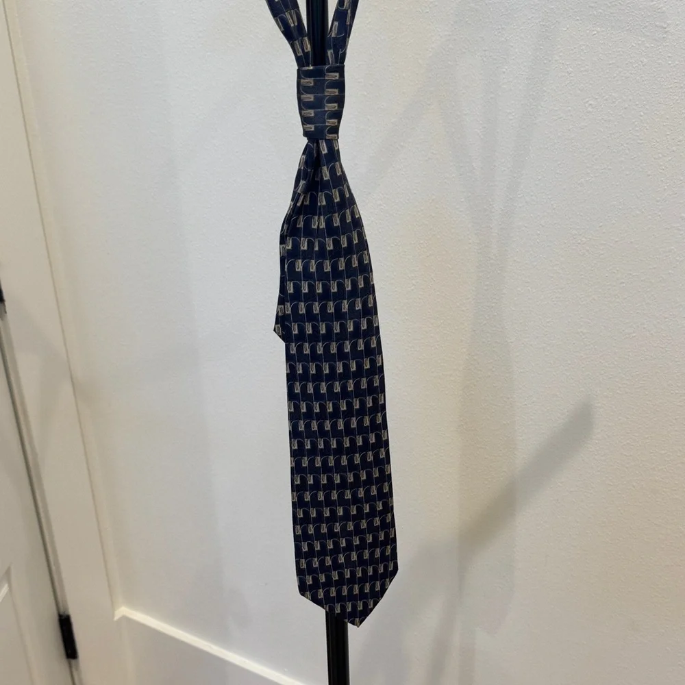 Men’s Navy Geometric Pattern Tie - Classic Workwear